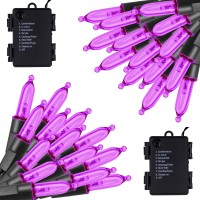 Twinkle Star Outdoor Halloween Lights Battery Operated 50 Led Mini String Light With 8 Modes, 16Ft Waterproof Fairy Lights For Garden Patio Wedding Wreath Party Decoration (Purple, 2 Pack)