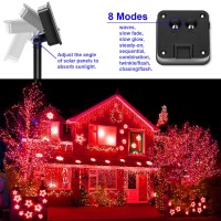 Yaozhou Red Solar Christmas String Lights Outdoor Waterproof Decorations 100 Led(2 Pack) 8 Modes Copper String Lights Fairy Lights For Valentine'S Day, Garden, Patio, Fence, Balcony