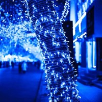 Jmexsuss 500 Led Blue Christmas Lights Outdoor, 163 Ft Clear Wire Christmas Tree Lights, 8 Modes Blue String Lights For Tree Yard Patio House Party Christmas Decorations