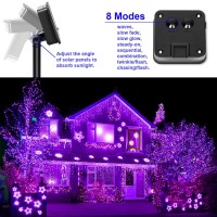 Solar Christmas Halloween String Lights Purple Outdoor Waterproof 100 Led2 Pack 8 Modes Copper String Lights Fairy Lights For