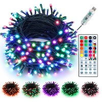 Brizlabs Usb Christmas Lights, 33Ft 100 Led Color Changing Christmas Tree Lights With Remote, Red White, Red Green Xmas Lights Twinkle Rgb Multi Color Lights For Indoor Christmas Tree Party Fireplace