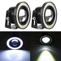 Akozon Cob Angel Eyes Fog Lights, Universal 2Pcs 30W Led Cob Angel Eyes Daytime Running Light Car Vehicle Fog Lights(3.5Inches)