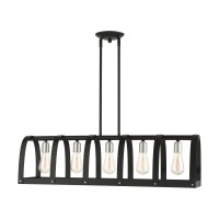 5 Lt Textured Black Linear Chandelier