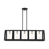 5 Lt Textured Black Linear Chandelier