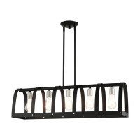 5 Lt Textured Black Linear Chandelier