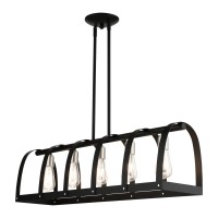 5 Lt Textured Black Linear Chandelier