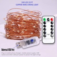 Anlaibao 100 Led 33Ft Fairy String Light, 8 Modes Usb Plug In, With Remote Control Timer & Dimming Twinkle Firefly Lights For Bedroom Garden Party Decoration, Multi Color