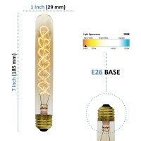 Bunnit Bulbs Vintage Edison Bulb, T9 T9-185 Tube Shape Spiral, 60W, Medium E26 Base, 2-Pack