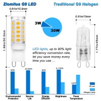 Ziomitus Dimmable G9 Led Bulbs Replace 30W 25W 20W Halogen,G9 3W 2700K Warm White Led T3 T4 Clear,Ac120V 0-100% Dimming G9 Led Bulbs 300Lm For Chandelier Ceiling Pendant Lighting,5Pack,No Flicker