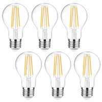 Ascher Dimmable E26 Led Filament Light Bulbs, 60 Watt Equivalent, Warm White 2700K, Classic Clear Glass, A19 Led Light Bulb, 6 Pack