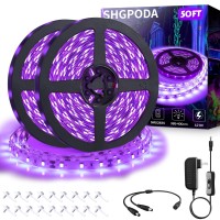 Shgpoda 50Ft/15M Led Black Light Strip Kit, 900 Units Lamp Beads, 385Nm-400Nm, 12V Flexible Blacklight Fixtures, Non-Waterproof Strip Blacklight For Indoor, Birthday, Glow Party, Halloween, Christmas