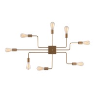 Mirrea Modern Industrial Semi-Flush Mount Metal Ceiling Lighting For Rectangular Room 8 Lights (Brushed Brass)