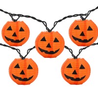 Goothy Halloween Pumpkin Lantern String Lights 85Ft Halloween Orange Decorative String Lights With 10 Mini Jacko Lanterns Pu