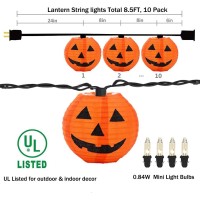 Goothy Halloween Pumpkin Lantern String Lights 85Ft Halloween Orange Decorative String Lights With 10 Mini Jacko Lanterns Pu