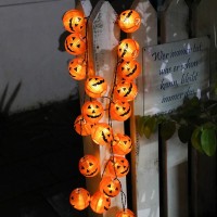 Goothy Halloween Pumpkin Lantern String Lights 85Ft Halloween Orange Decorative String Lights With 10 Mini Jacko Lanterns Pu