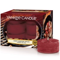 Yankee Candle Tea Light Scented Candles Crisp Campfire Apples 12 Count, Red