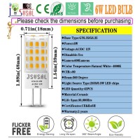 Jsvsal 2-Pack,Dimmable Gy6.35 Led Bulb, T4 Jc Type Gy6.35/G6.35 Bi-Pin Base,Ac/Dc 12V Natural White 4000K,6W Equivalent To 50-65W G6.35/Gy6.35 Halogen/Xenon/Incandescent Replacement Bulb