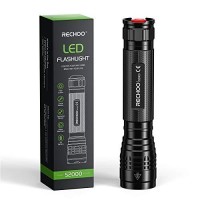 Rechoo High-Powered Led Flashlight S2000, Upgraded Powerful 2000 High Lumens Flashlights With 3 Modes, Zoomable, Water Resistant Flash Light For Camping, Outdoor, Emergency, Hiking