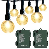 Loende Battery Operated String Lights Waterproof 16Ft 30 Led 8 Modes Fairy Garden Globe String Lights With Timer For Christmas Tree Holiday Outdoor Indoor Patio Party Decor, Warm White (2 Pack)