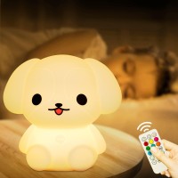 Dog Night Light For Kids Nightlights For Children Baby Night Light 9 Colors Changing Remote Cute Puppy Animal Lamp Soft Silico