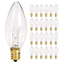 25 Pack Clear Torpedo Tip Replacement Bulbs, Replacement Light Bulbs For Electric Candle Lamps, Window Candles, Chandeliers- Clear Incandescent E12 Candelabra Base Light Bulbs- 120V 7 Watts Bulbs