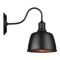 Ic Instant Coach Gooseneck Barn Wall Light Black Wall Sconce Lighting Fixture Industrial Vintage Farmhouse E26 Wall Lamp Led Porch Light For Indoor Bathroom Bedroom Living Room Office(1-Light)