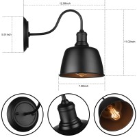 Ic Instant Coach Gooseneck Barn Wall Light Black Wall Sconce Lighting Fixture Industrial Vintage Farmhouse E26 Wall Lamp Led Porch Light For Indoor Bathroom Bedroom Living Room Office(1-Light)