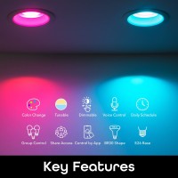 Geeni Prisma Plus Br30 Led Smart Light Bulb, Tunable Hue And Dimmable Rgb Wifi Bulb, No Hub Required, Compatible With Alexa And Google Assistant (4 Pack)