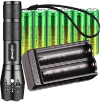 Tokeyla 5 Modes Flashlight With Two-Slot Charger And 6 -Pack 18650 Rechargeable Battery Waterproof Handheld Flashlight For Camping Biking Hiking Outdoor Emergency