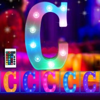 Colorful Marquee Light Up Letters With Remote Control Color Changing Light Up Letters Sign 16 Colors Lighted Letter With Lights For Home Wall Girls Bedroom Decor Christmas Wedding Birthday Party-C