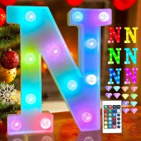 Colorful Marquee Light Up Letters With Remote Control Color Changing Light Up Letters Sign 16 Colors Lighted Letter With Lights For Home Wall Girls Bedroom Decor Christmas Wedding Birthday Party-N