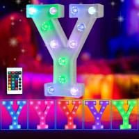 Colorful Marquee Light Up Letters With Remote Control Color Changing Light Up Letters Sign 16 Colors Lighted Letter With Lights For Home Wall Girls Bedroom Decor Christmas Wedding Birthday Party-Y