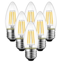 Anwio B11 Led Filament Bulb E26 Candelabra Base 6W(60W Equivalent), Dimmable 2700K Warm White Chandelier Decorative Candle Light Bulb (6-Pack)