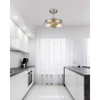 Eapudun Semi Flush Mount Ceiling Light 2Light Modern Light Fixture With Clear Glass Shade Brushed Nickel Finish For Hallway C