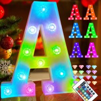 Colorful Marquee Light Up Letters With Remote Control Color Changing Light Up Letters Sign 16 Colors Lighted Letter With Lights For Home Wall Girls Bedroom Decor Christmas Wedding Birthday Party-A