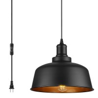 Ic Instant Coach Industrial Pendant Light,Retro E26 Hanging Ceiling Pendant Lamp With Plug In Cord And On/Off Switch For Kitchen, Foyer, Bedroom,Warehouse, Dining Room, Restaurant