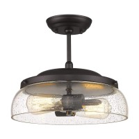 Eapudun Semi Flush Mount Ceiling Light 2Light Modern Light Fixture With Seeded Glass Shade Oil Rubbed Bronze Finish For Hallw