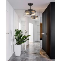 Eapudun Semi Flush Mount Ceiling Light 2Light Modern Light Fixture With Seeded Glass Shade Oil Rubbed Bronze Finish For Hallw