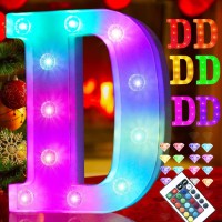 Colorful Marquee Light Up Letters With Remote Control Color Changing Light Up Letters Sign 16 Colors Lighted Letter With Lights For Home Wall Girls Bedroom Decor Christmas Wedding Birthday Party-D