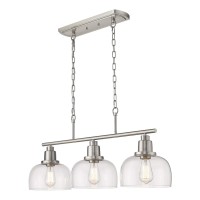 Eapudun 3Light Kitchen Island Light Farmhouse Pendant Lighting For Dining Room Pool Table Ceiling Light Brushed Nickel Finish