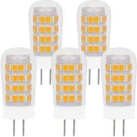 Gy6.35 G6.35 Ac/Dc12V Led Bulb 4W Equivalent To 35-40W Gy6.35 Halogen T4 Jc Type Bi-Pin Base Warm White 2700K, Non-Dimmable, Pack Of 5