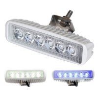 Wave One Marine | Dual Color Led Boat Spreader Light Deck Flood Beam Stainless Hardware & Bracket Ip68 Waterproof Multicolor Bright High Lumen Output (White Housing, White & Blue)