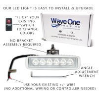 Wave One Marine | Dual Color Led Boat Spreader Light Deck Flood Beam Stainless Hardware & Bracket Ip68 Waterproof Multicolor Bright High Lumen Output (White Housing, White & Blue)