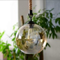 Ouued Modern Pendant Light Hemp Rope 1M Glass Hanging Indirect Lighting Art Decoration Hanging Lamp Ceiling Lights Chandelier For Dining Room, Living Bedroom, Bar Restaurant Coffee Shop, E26/E27 Base