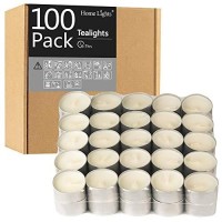 Homelights Unscented White Tealight Candles -100 Pack, 6 To 7 Hour Burn Time Smokeless Tea Light Candles, Mini Votive Paraffin Candles With Cotton Wicks For Shabbat, Weddings, Christmas