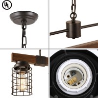 Giluta Industrial Linear Kitchen Island Light, 5-Light Farmhouse Chandelier With Rustic Metal Mesh Cage, Pendant Lighting Fixture For Kitchen Island Dining Room Pool Table Living Room