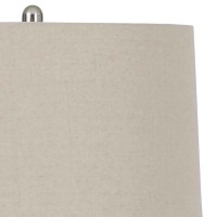 Textured Ceramic Frame Table Lamp With Fabric Shade, Beige And White