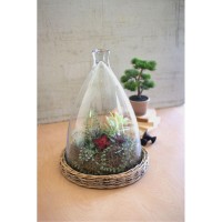 Large Glass Cloche With Wicker Base