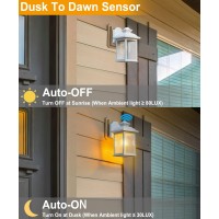 Fudesy Dusk To Dawn Sensor Outdoor Wall Lanterns, Exterior Wall Sconce Porch Light Fixture With E26 Socket 3000K Led Edison Filament Bulb Included, Anti Corrosion Plastic Materials, White