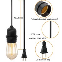 Wimisom Vintage Plug In Hanging Light Kit, Mini Pendant Light, Vintage Hanging Light Cord, Plug-In Pendant Light Cord, Pendant Light Cord Outdoor, Weatherproof Outdoor Patio Lights For Courtyard 1Pack